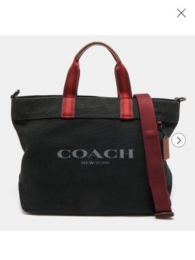 Coach Coach Black/Burgundy Canvas Logo Tote
